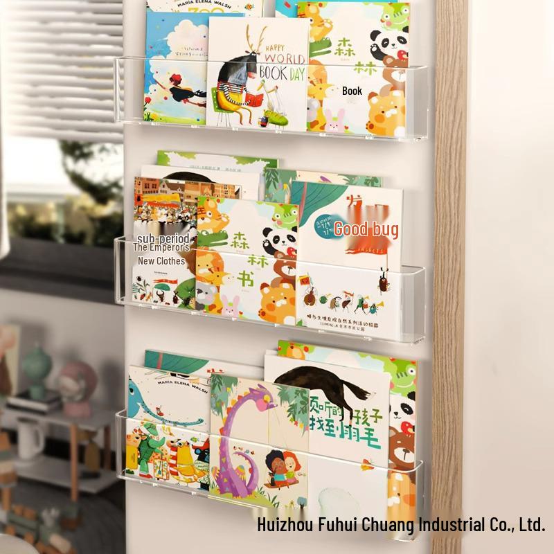 No-Drill Wall-Mounted Acrylic Bookshelf: Hallway & Behind-Door Storage for Children's Books