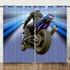 3D Cool Motorcycle Mountain Dirt Bike Curtain 2 Panelss Motorcycle Enthusiast Room Bedroom Area Living Space Curtain
