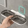 Renters Friendly Bathroom Shelf Soap Dish Holder 1 or 2 Tiers Wall Mount Strong Adhesive Backing Waterproof Surfaces Easy Cleaning