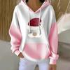 Women's Loose And Comfortable Drawstring V-neck Long Sleeved Christmas Print Hoodie