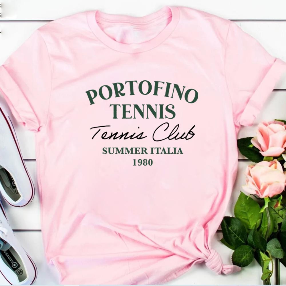 

Теннисный клуб Портофино Италия Графическая футболка Винтаж 1980 Футболка Ретро Спортивная Повседневная Рубашка Отпуск Путешествия Футболки Унисекс Теннисный Топ 4XL