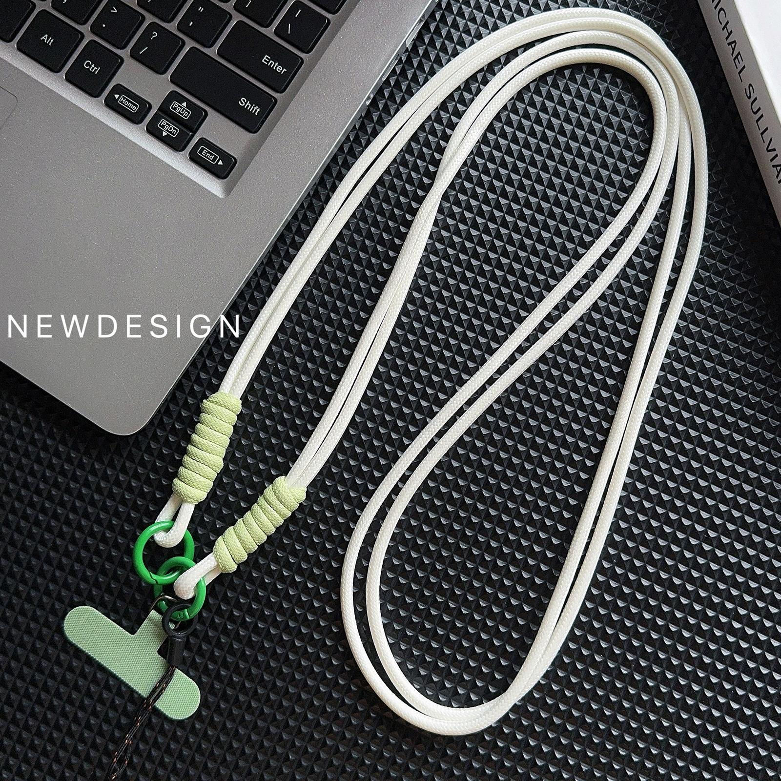 

New Bright White Wax Mobile Phone Universal Lanyard Diagonal Long Rope Smooth Texture Dirt Resistant Material Safety Lanyard Polyester / Nylon