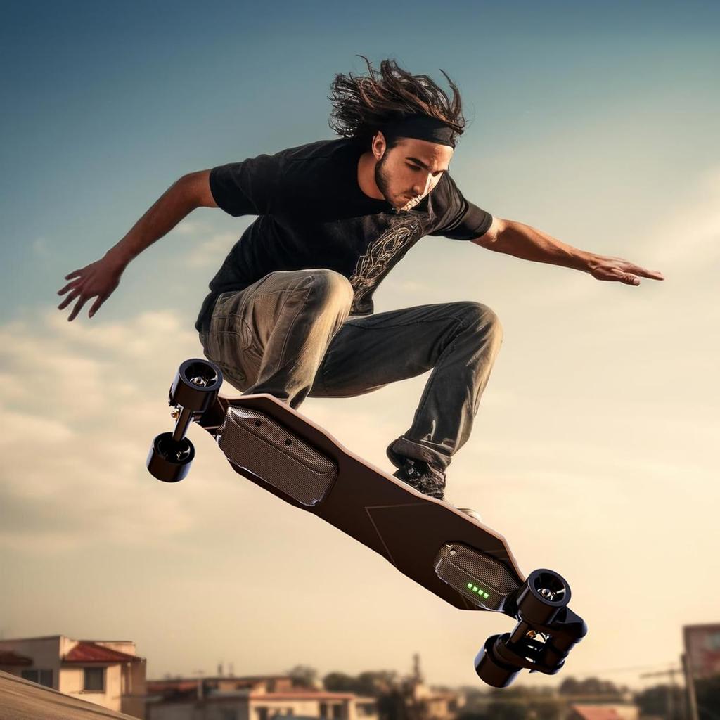 Monopatín Eléctrico Qekud S4 – Longboard de Alto Rendimiento de 2000W, 42 km/h, Autonomía de 30 km, Control Remoto, Impermeable IPX4, para Adultos y Adolescentes