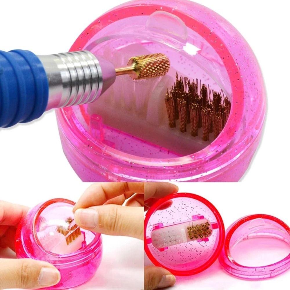 Nail Drill Bit Cleaning Brush Copper Wire Remove Dust Cleaning Case Hard Drill Grinding Head Soft Brush Cleaner Nail Art Tool