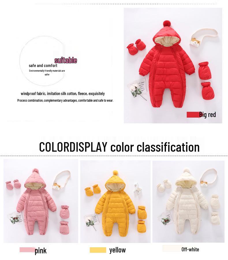 Warm Winter Infant Jumpsuit - Thickened Down Cotton Wrap for Newborns