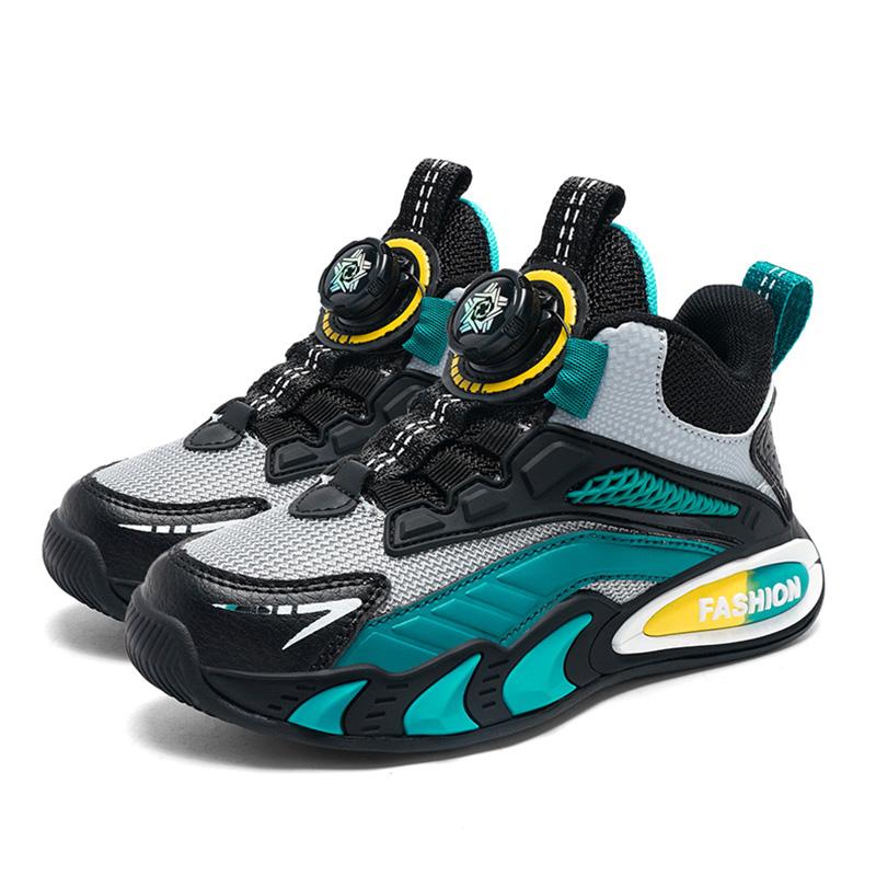 Mode Schwarze Jungen Basketballschuhe Outdoor Atmungsaktive Kinder Trainer Sport Tennisschuhe Rutschfeste Kinder Casual Schule Laufschuhe