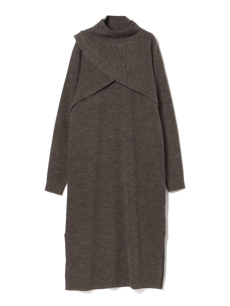 Beams Heart Layered Knit Dress Charcoal One Size (Set Item) Women's