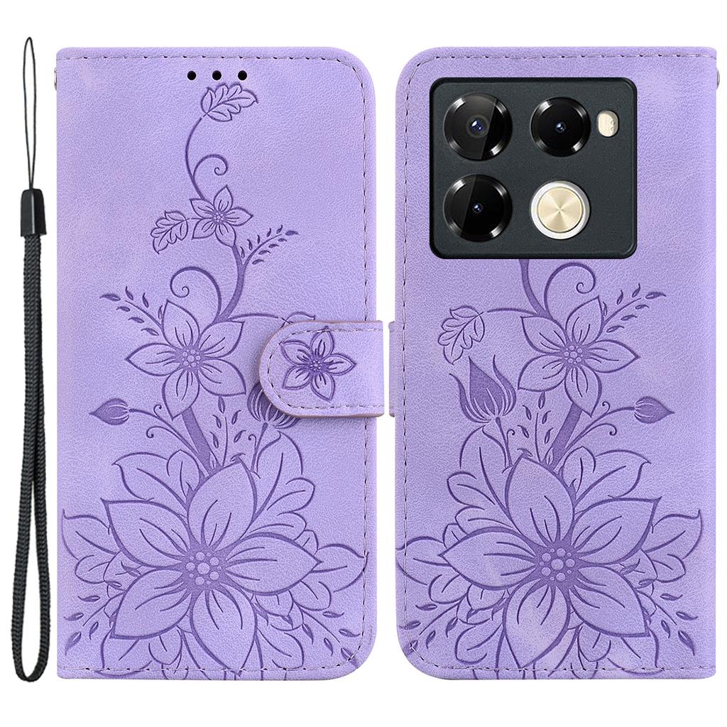 For Infinix Note 40 Pro 5G/Note 40 Pro+ Case Lily Flower PU Leather Stand Phone Cover