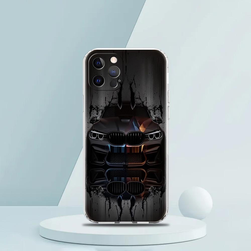 Cool Sports Black Car Phone Case for iPhone 16 15 14 13 12 Pro Max Cover Transparent for iPhone 11 Pro Max 7 8 Plus XS XR Bags