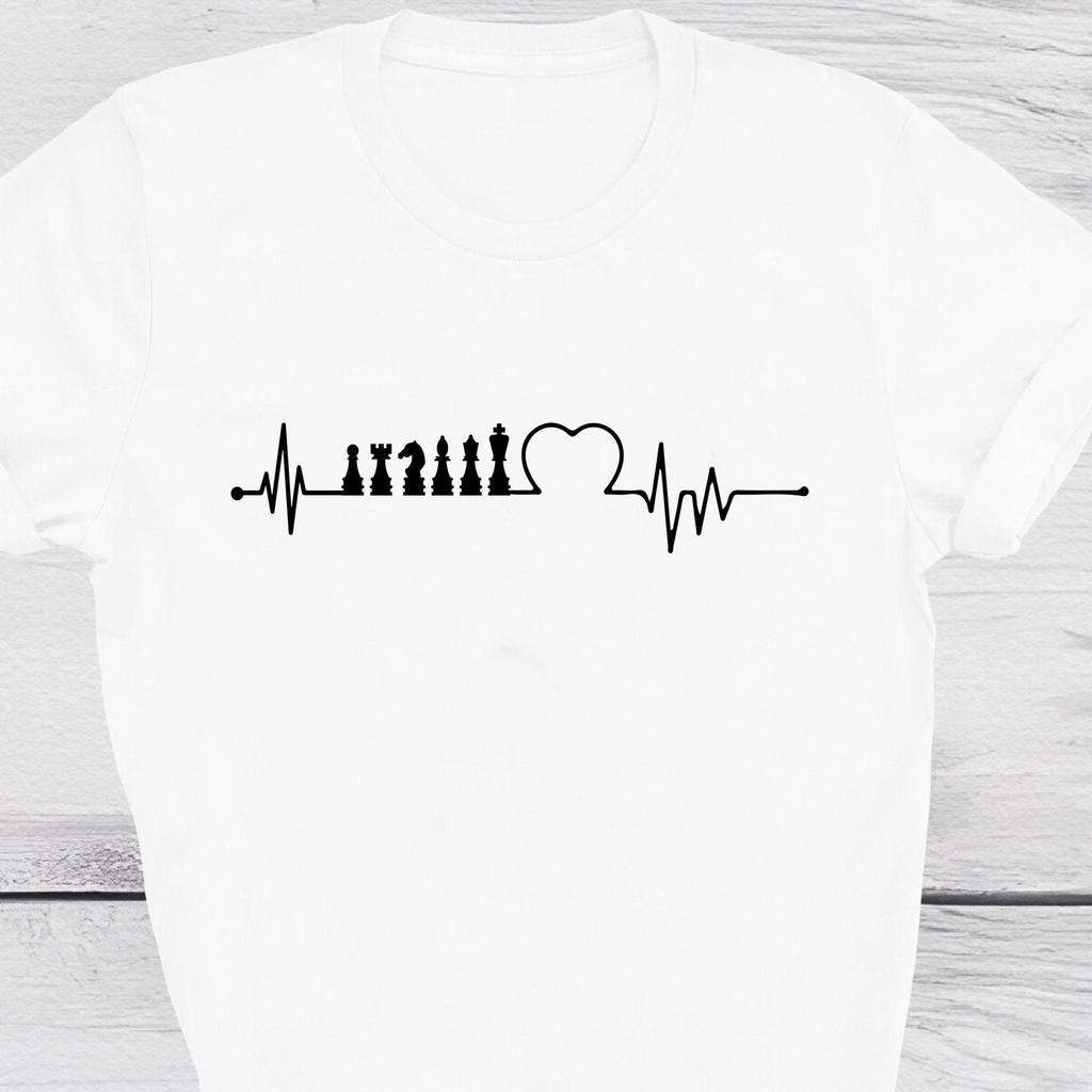 CHESS Heartbeat T-Shirt Gaming Shirts Chess Player Shirt Preent Gift for Her Gift for Him Games Lover Birthday Present Unisex Gift Tee Tops