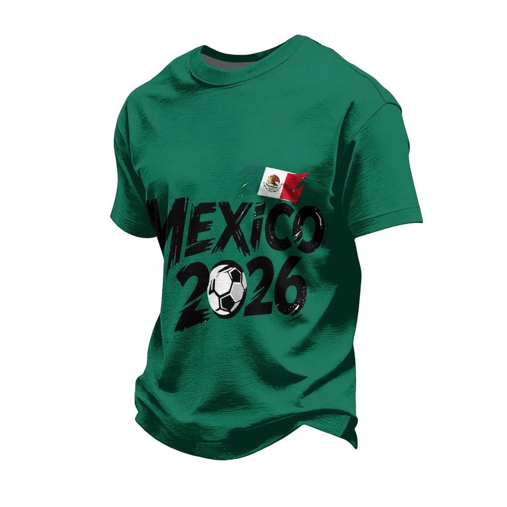 Men's Mexico Soccer Fan T-Shirt Round Neck Short Sleeve for Day