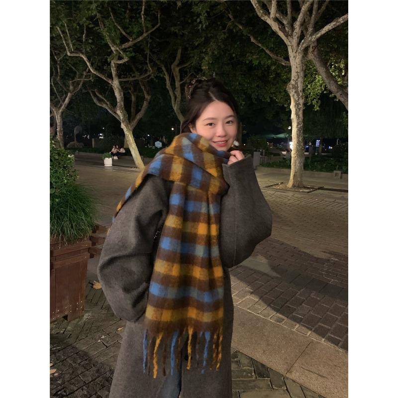 Thickened warm scarf women's winter versatile wool scarf soft waxy lengthened new shawl sense of quality