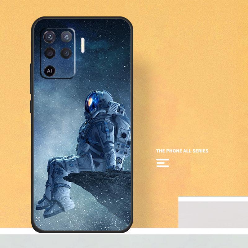 Cartoon Space Astronaut For OPPO A15 A16 A17 A98 A78 A58 A54 A74 A94 A53S A57S A52 A72 A77 A5 A9 A53 A76 A96 Case