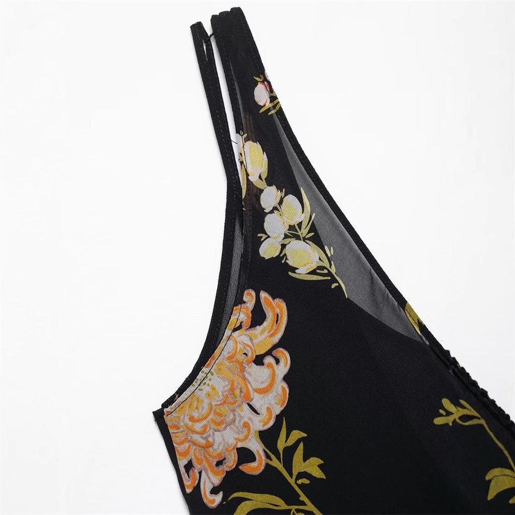Women's Printed Slimming Casual Spaghetti Strap Dress