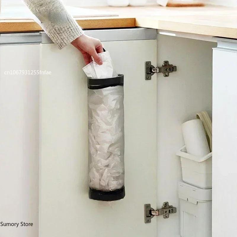 Hem Livsmedelspåshållare Väggfäste Plastpåshållare Dispenser Hängande förvaring Skräp Soppåse Kökssoporganisatör