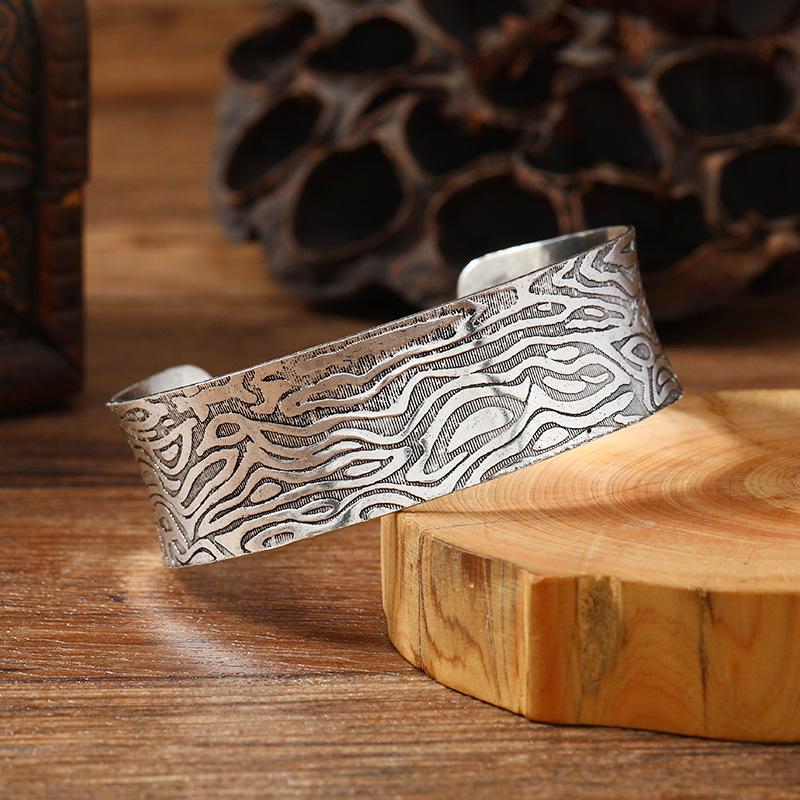 Retro metal wide version open bracelet personalized silver exotic bracelet women's medieval niche accessories