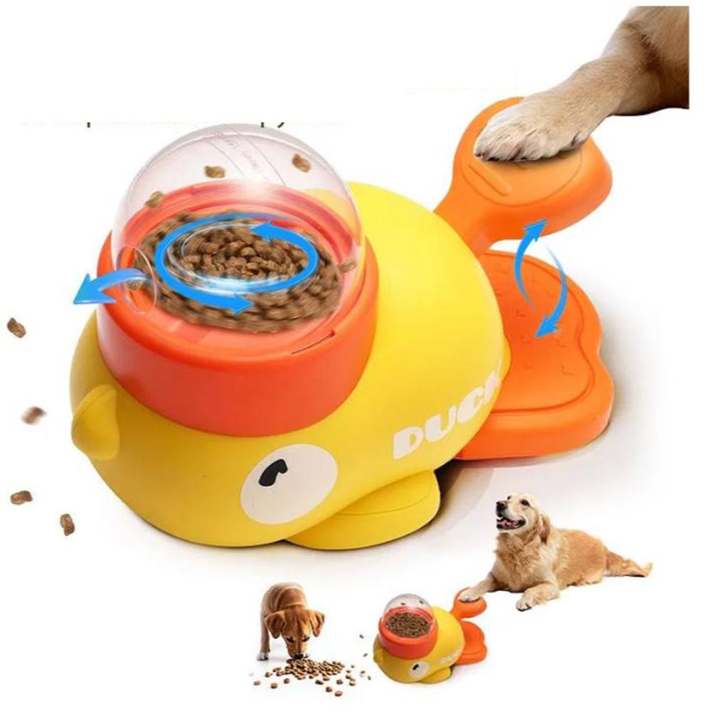 

Pet Puzzle Feeder Dog Treat Dispensing Toy Interactive Pet Food Treat Dispenser Cartoon Duck Anti-slip Pet Automatic Feeder Toys жёлтый