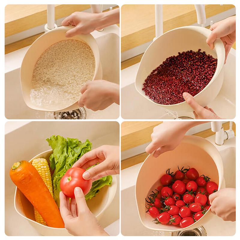 Rice Colander Strainer Rice Strainer Colander Bowl Rice Washer Drain Basket Rice Rinser Fruit Strainer Cleaner Fine Mesh
