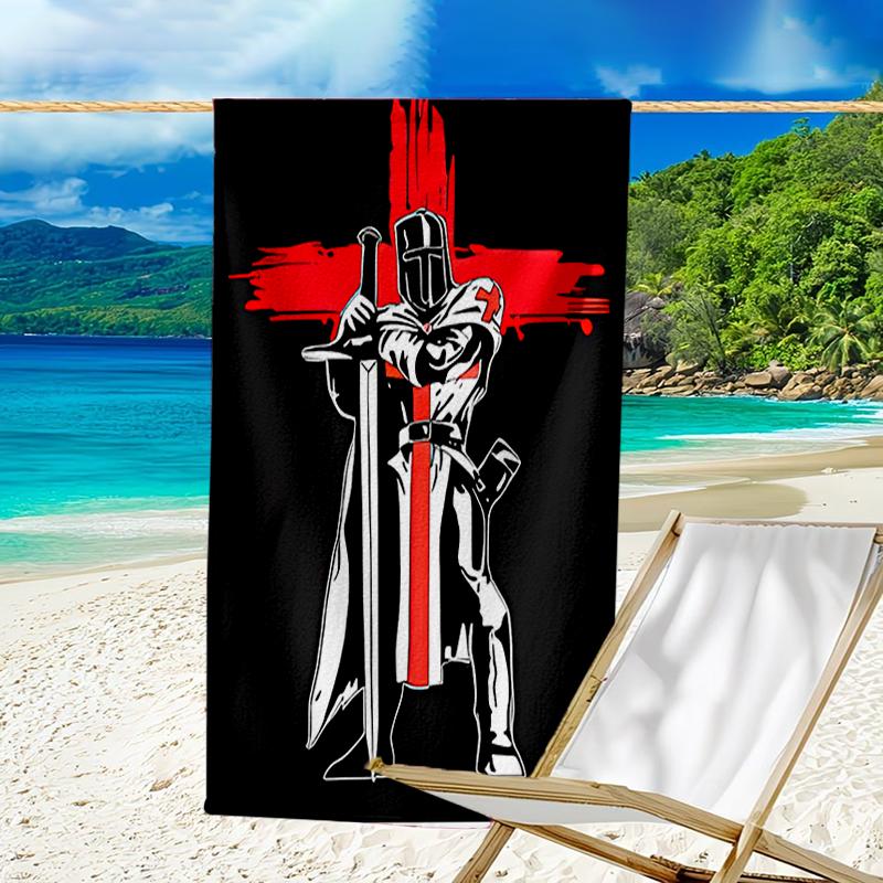 Proof Beach Towel with a Knights Templar1 Pattern - Soft,absorbent,quick-drying,machine Washable - Perfect for Swimming,camping,bathing