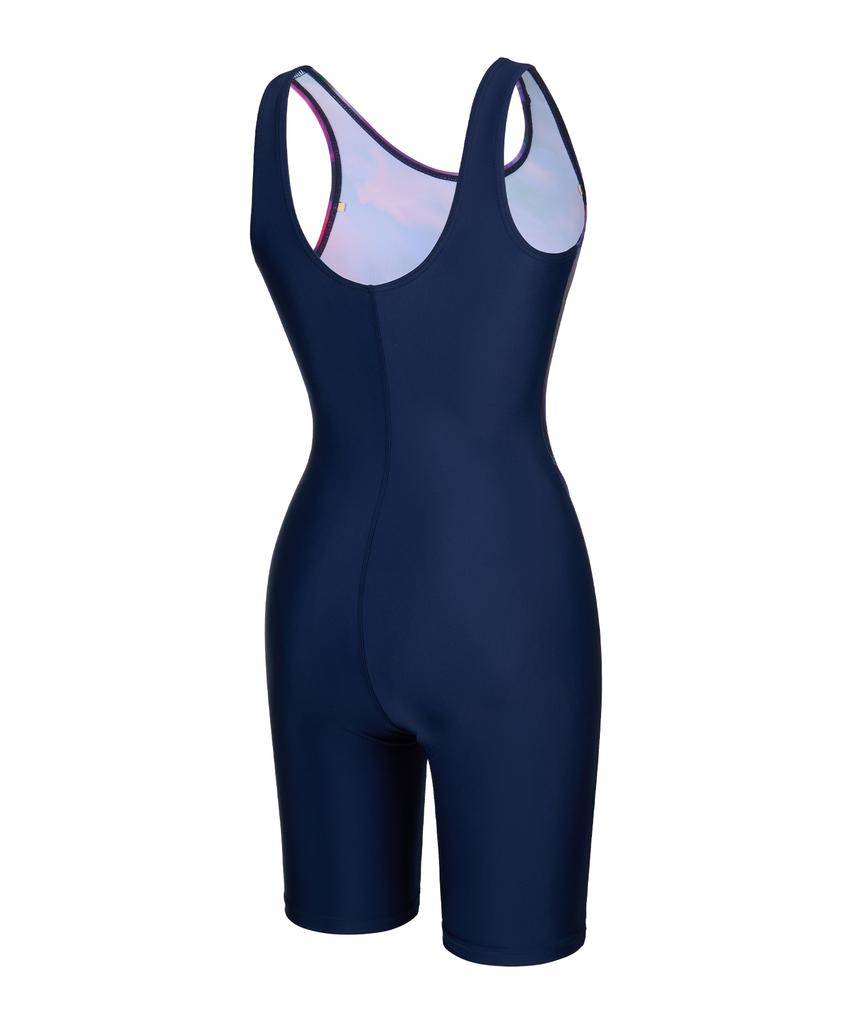 Lenomasuyeongbog Women'S Graphic 3/4 Half-Body Swimsuit Purple Rn-Ls2G564-Pp