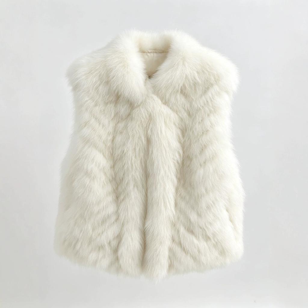 Matsuma Mingyue Autumn and Winter New Skinny Short Strips Fox Fur Vest Jacket Women's Fluffy Vest