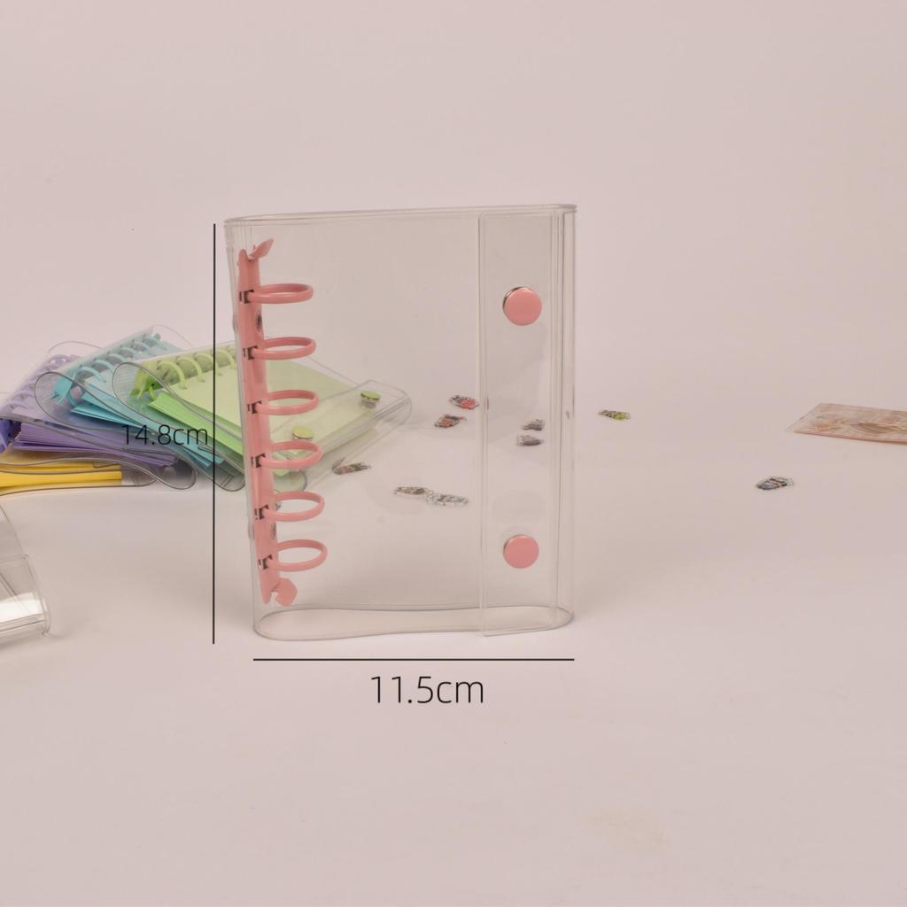 A7 Transparent Double-Ring PVC Ledger with Colored Shell Casing