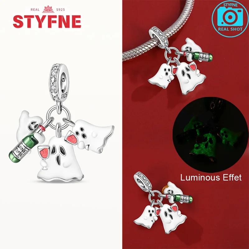 Copper Original New Halloween Series Luminous Skull Beads Fit Bracelet Diy Charm For Women Jewelry Fashion Giftcopper