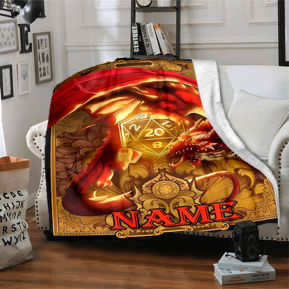 Customiz Name Personality Dungeons & Dragons (4) Blanket Soft &Warm Sofa Office Bed Travel Lunch Break Blanket, Gift Suitable for All Seasons