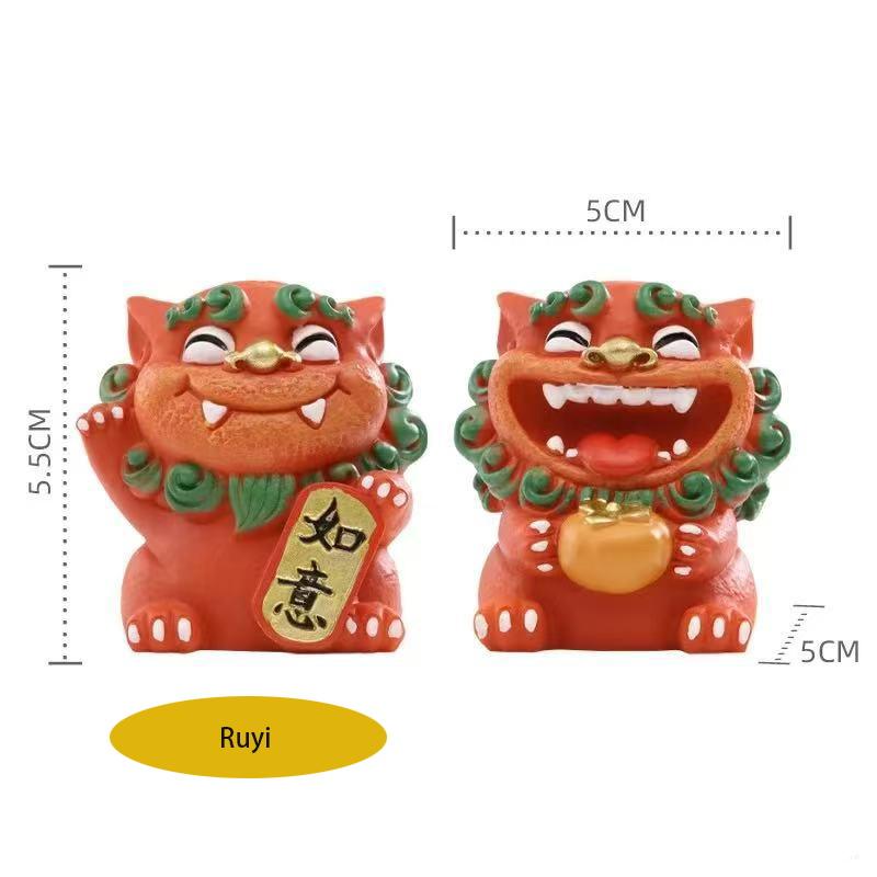 

Пара статуэток львов из счастливого камня, расписанная смоляная скульптура, китайский талисман, милые украшения для дома, комнаты, офиса, автомобиля, высококачественные подарки