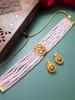 Gold-Plated Pink Stone-Studded & Beaded Handcrafted Jewellery Set