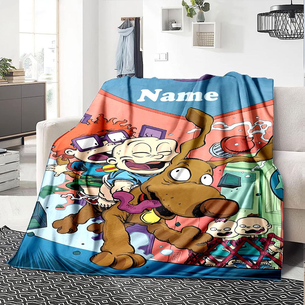 Custom Name Rugrats Theme Printed Blanket - Perfect for Couch, Bed, Travel & Outdoor Use | Machine Washable, Cozy & Durable.