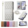Crossbody Card Solt Wallet Leather Case For Samsung Galaxy S25 Ultra A16 A36 A56 A55 A15 S24 Plus S23 FE Grid Lanyard Flip Cover