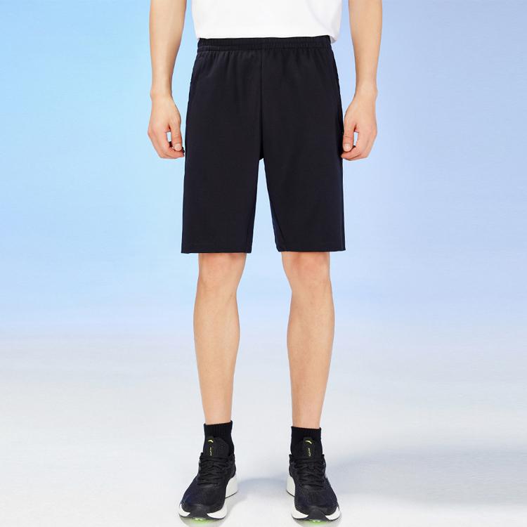 Anta Training Series Logo Buchstaben Mid-Waist Straight Leg Five-Point Shorts Herrenshorts Basic-Schwarz 152327311-3