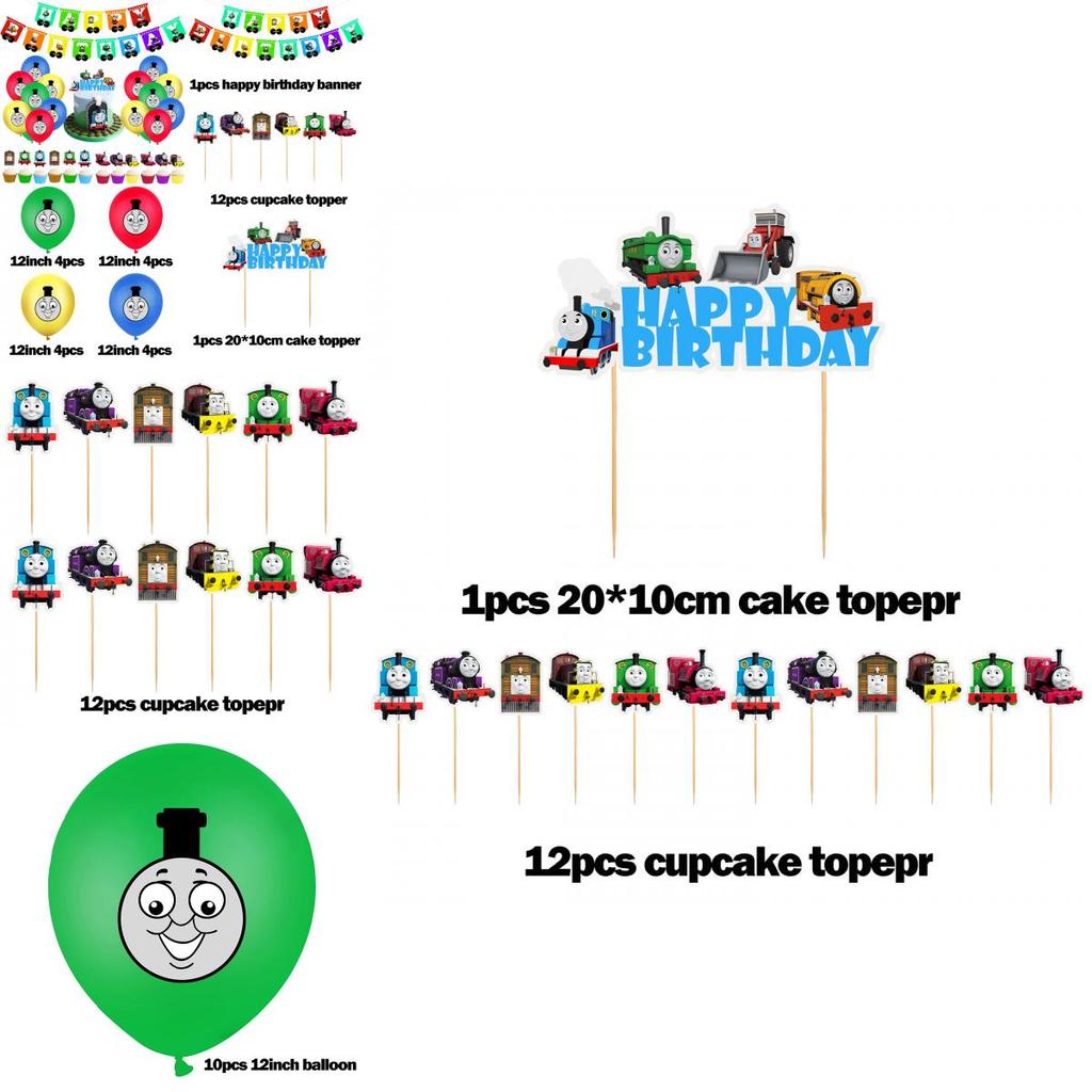 Vibrant Thomas Kids Birthday Party Supplies Decor Balloon Banner Cupcake Topper