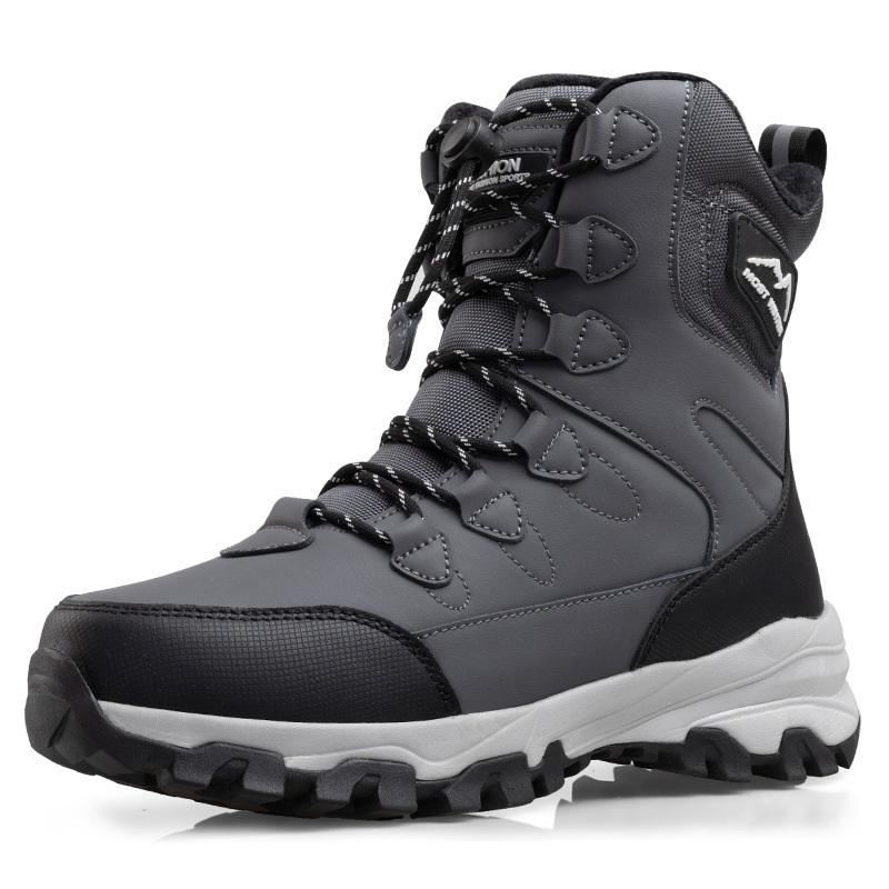 Schneestiefel für Männer und Frauen sind wasserdicht, rutschfest, dick, warm und kältebeständig, mit drehbaren Knöpfen