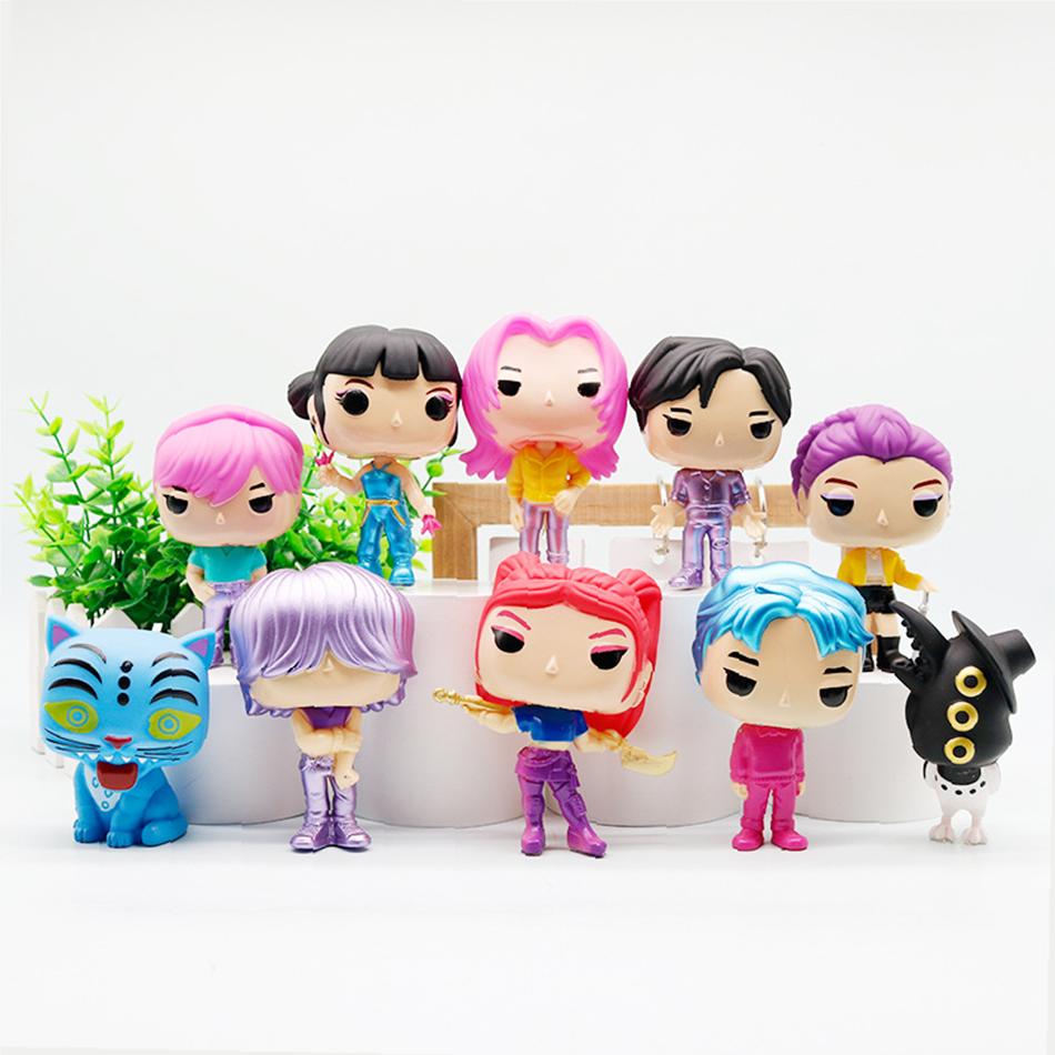 10pcs/set Cute Kpop Demon Hunters Figurine Series Protagonist Group Magpie Model Anime Game Doll Model Home Decoration