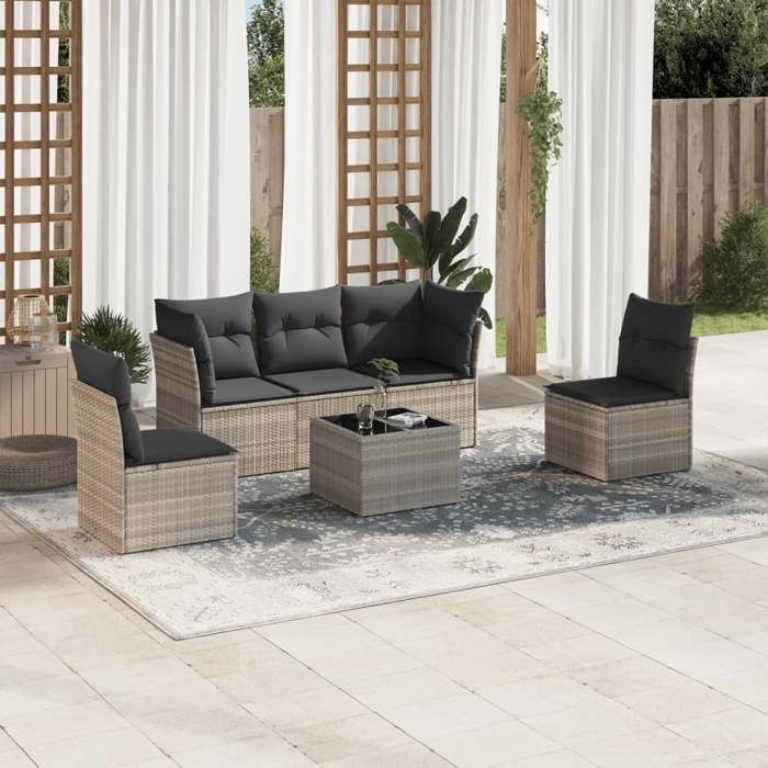 VidaXL Garden Lounge Set with Cushions 6 Pcs, Sofas with Adjustable Feet, Outdoor Furniture Set Patio Terrace, 3249201