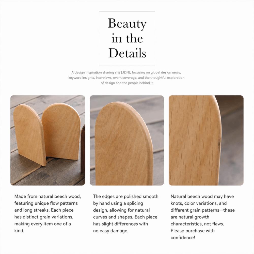Detachable Wooden Bookends Anti-Slip Book Holders Minimalist Wood Book Stoppers  School Office