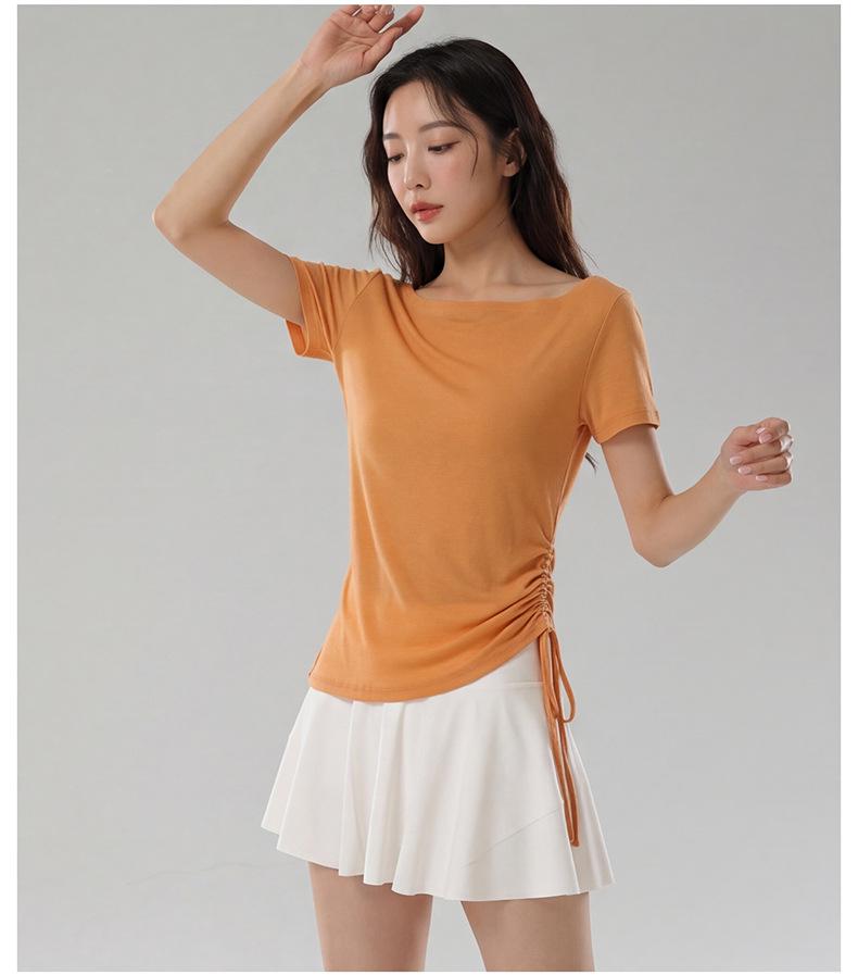 2026 Summer Lyocell Off-Shoulder Slimming Short-Sleeve Women's T-Shirt - Elegant & Versatile