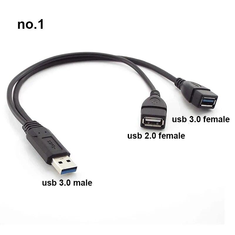 USB 3.0 2.0 Male female To Dual USB 3.0 2way male Female Jack Splitter 2 Port USB Hub Data Cable extend Cord For Laptop Computer