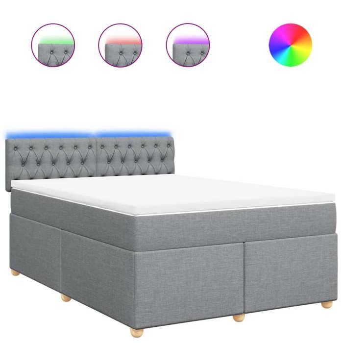VidaXL Slatted Bed Base with Mattress Light Grey 140x190cm Fabric 3288982