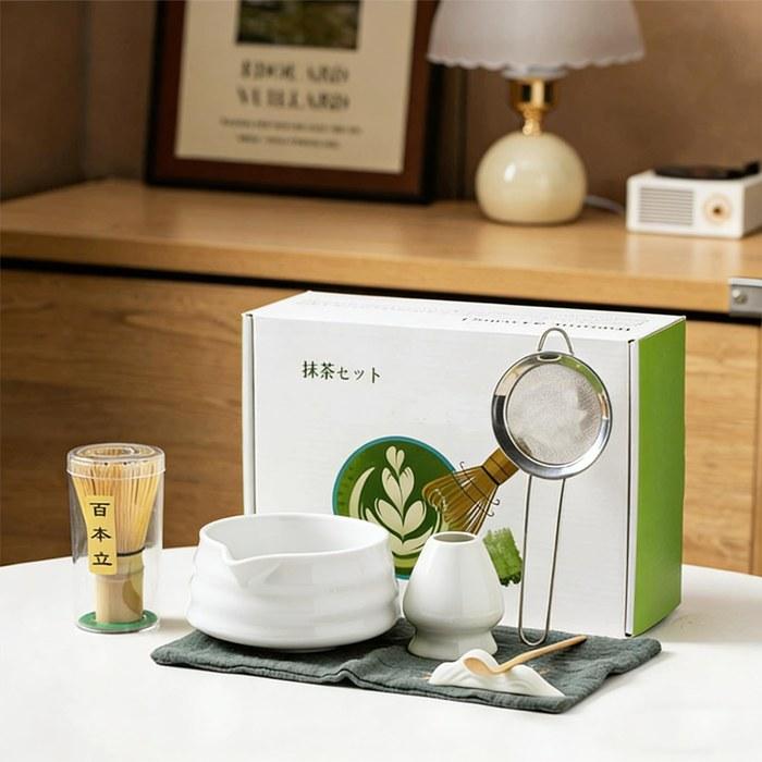 [Shigematsu] Matcha Bowl Set 7 Pieces Light Green Glazed Finish