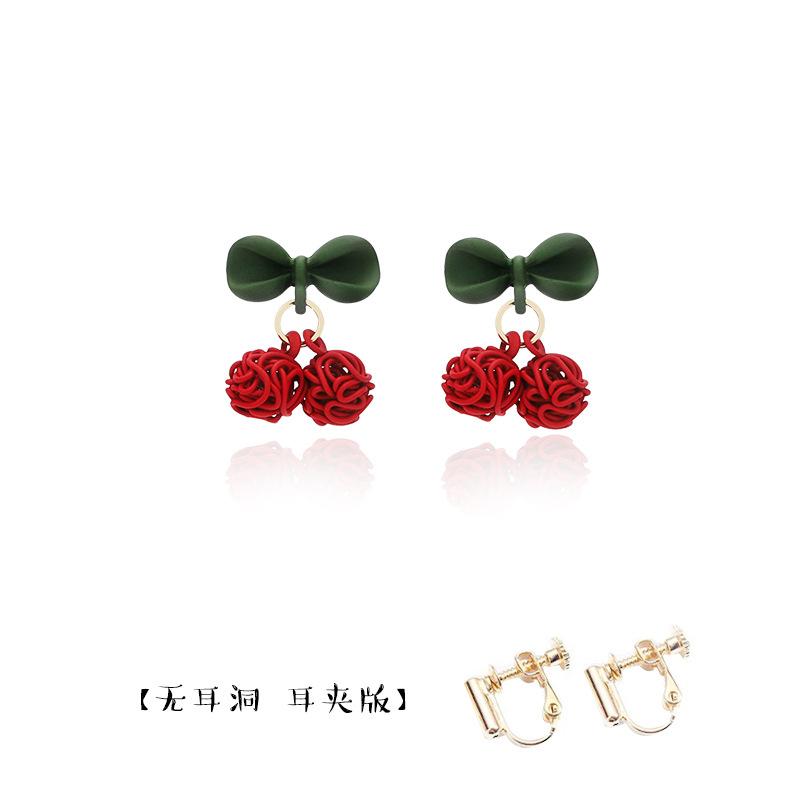 Little Cherry~ Red Cherry Earrings French Stud Earrings Female Cute and Design Sense New Trendy Earrings Earclips
