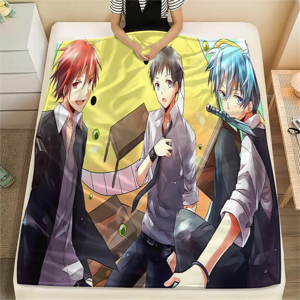 1 szt. Koc flanelowy z nadrukiem z Ansatsu Kyōshitsu, Wysoka jakość, Na wszystkie pory roku, Wystrój domu, Ciepło i komfort, Idealny na prezenty świąteczne