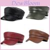 Pu Flat Top Beret Hat For Men Women Fashionable Sun Protection Hip Hop Style