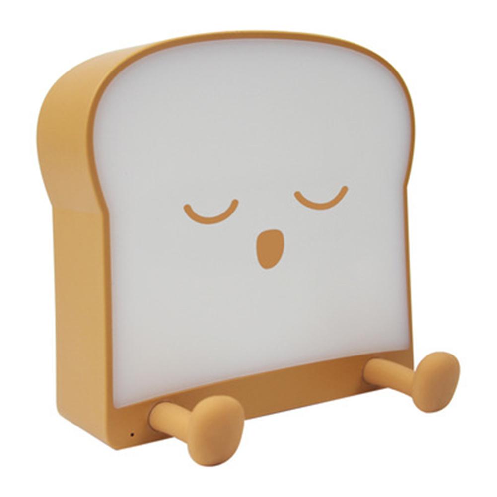 Cute Cartoon Toast Bread Shape Night Light Mobile Phone Holder Usb Rechargeable Bedroom Bedside Atmosphere Silicone Lamp Snooze#0
