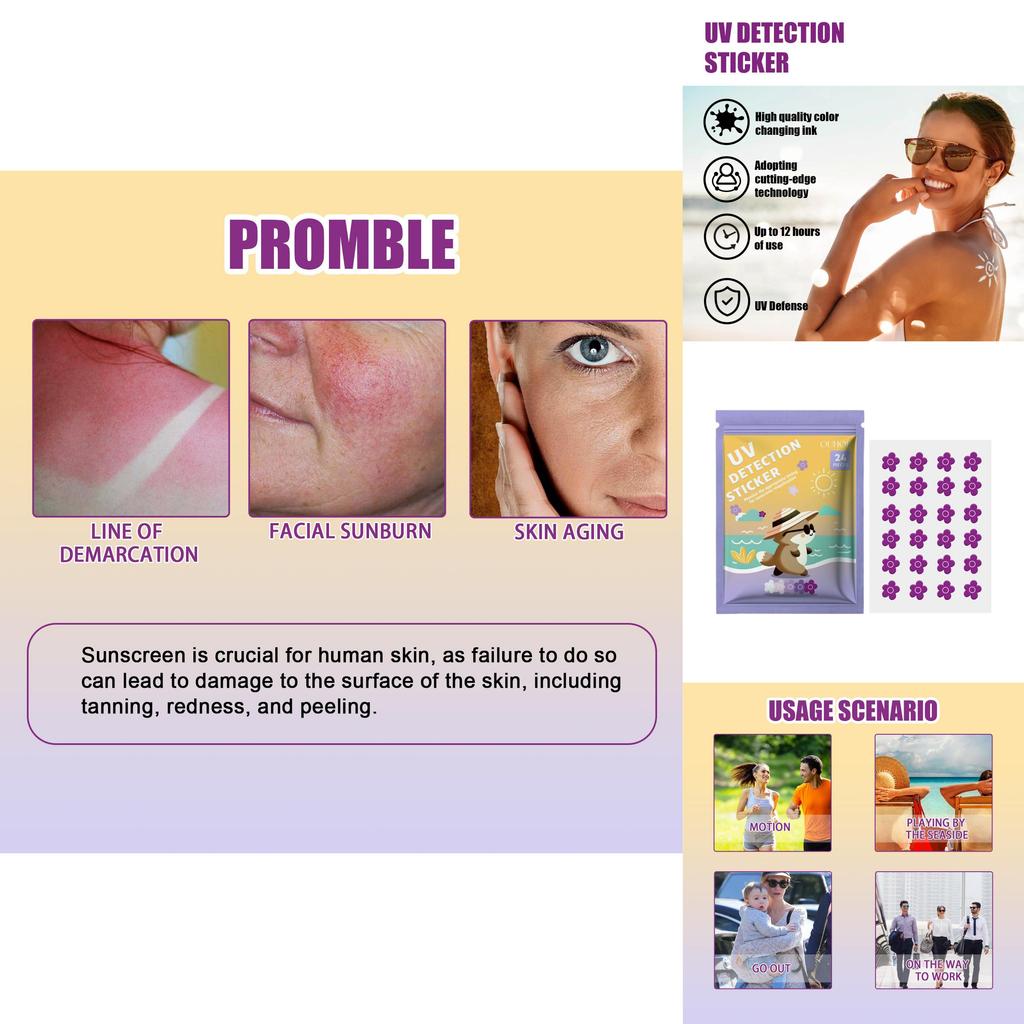 Ouhoe Flower Uv Detection Stickers For Summer Outdoor Skin Protection With Color Changing Feature