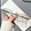 Ochelari Ovali Metalici Argintii pentru Femei, Aspect Inteligență Ridicată, Stil Old Money, Anti-Lumină Albastră, Miopie, Plano, Versiune Coreeană.