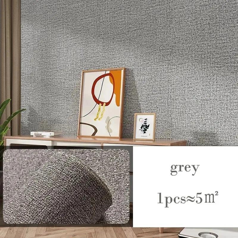 3D DIY Renovation Wall Stickers Thicken Waterproof Mildew Proof Self-adhesive Insulation Wallpaper Linen Plain Color Stickers