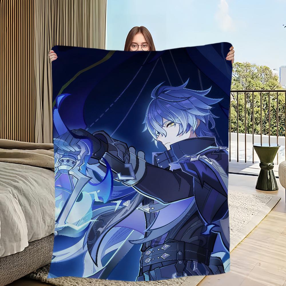 Flins Genshin Impact Fanart Muskeldecke Flanell warme weiche Plüschdecke für Sofa Wohnzimmer Zuhause Schlafzimmer Reise Geschenk Heim